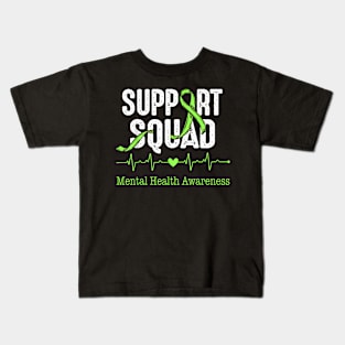 Support Squad Mental Health Awareness Green Ribbon Men Women Kids T-Shirt